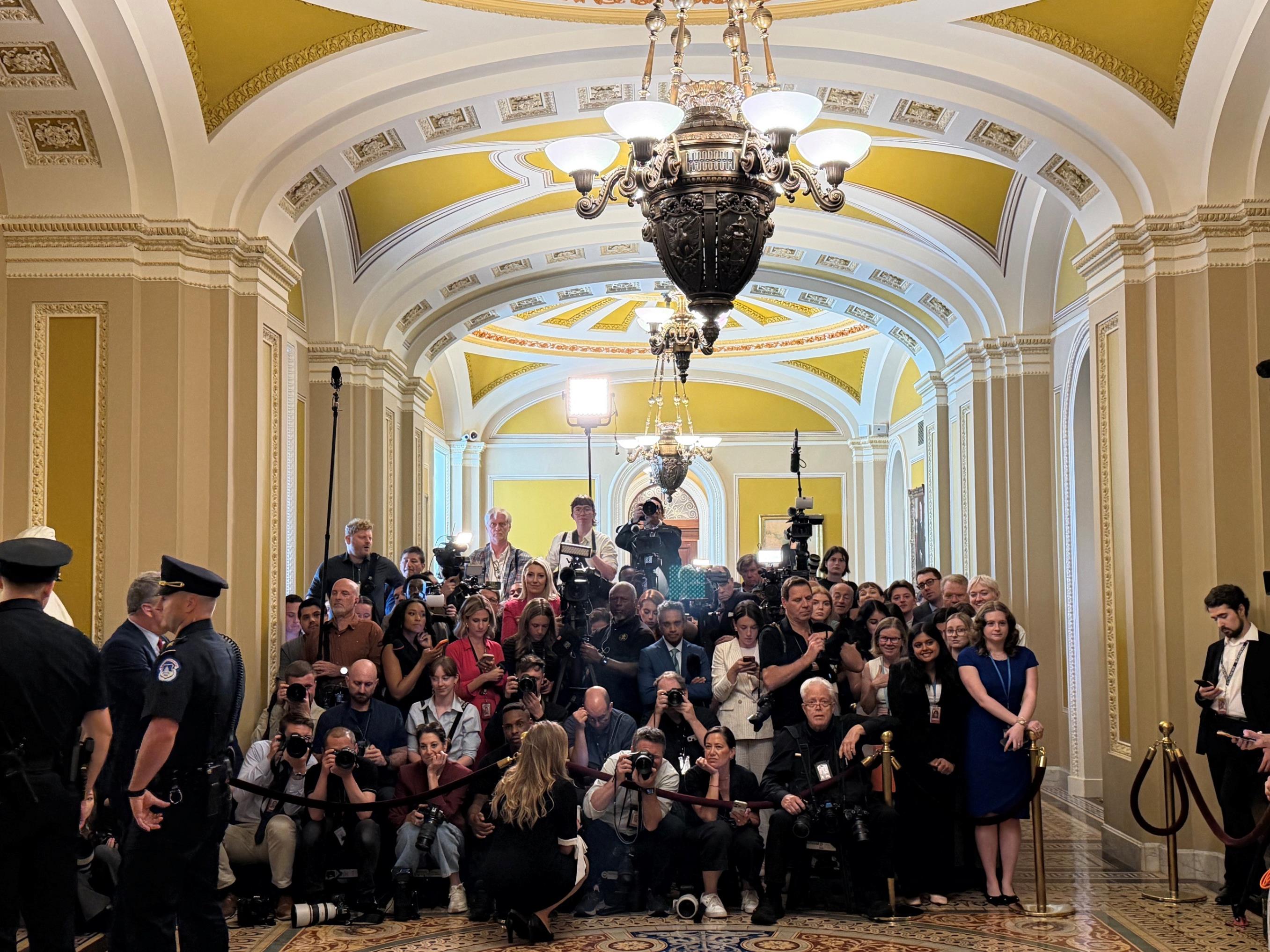 Capitol Hill media awaiting President Trump