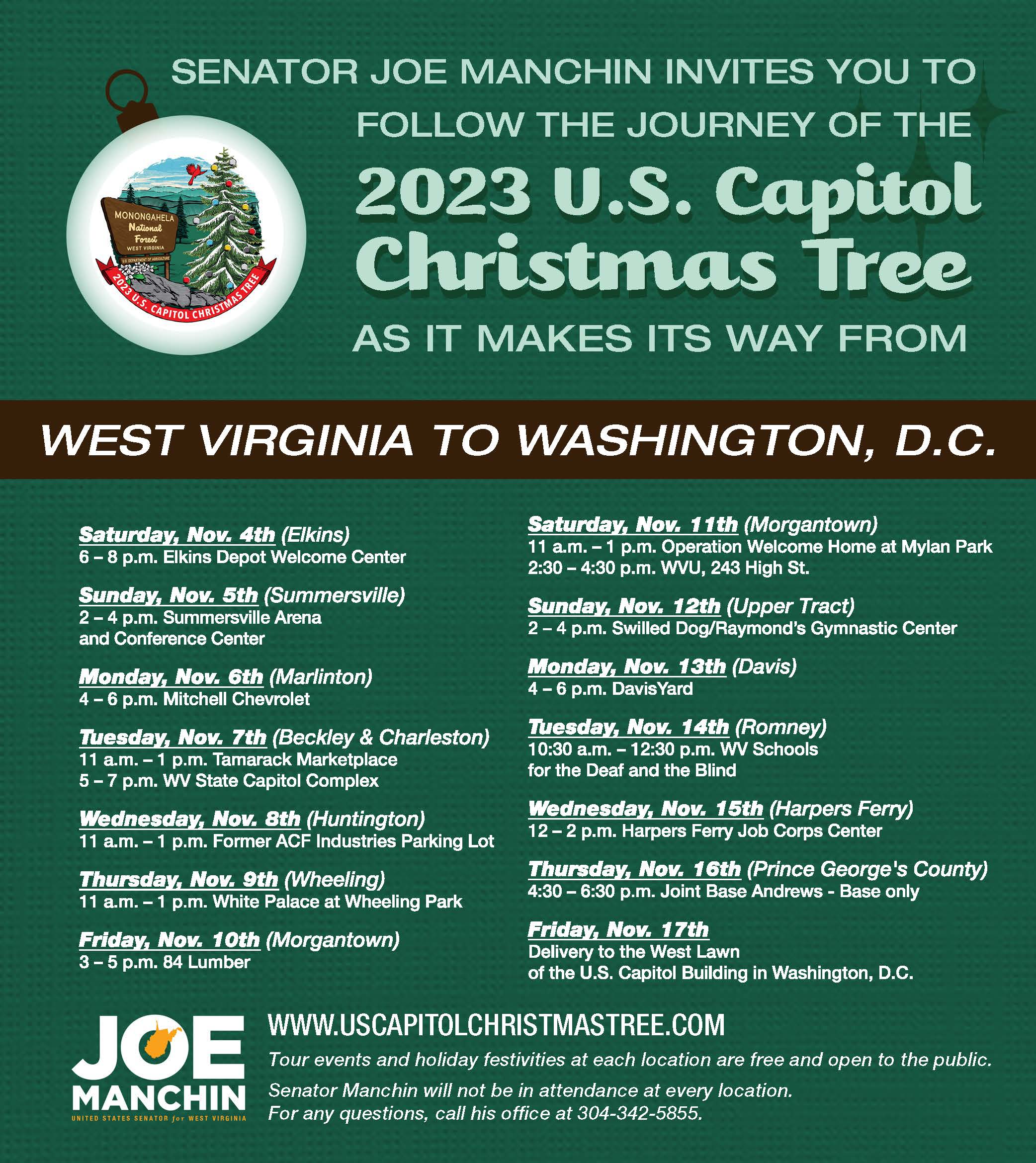 Capitol Christmas Tree Schedule 