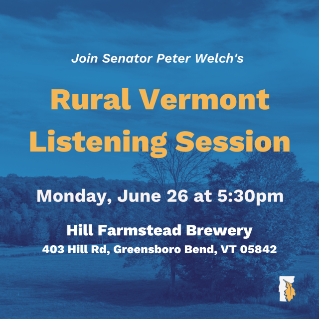Graphic of an invitiation to Peter's rural Vermont listening session